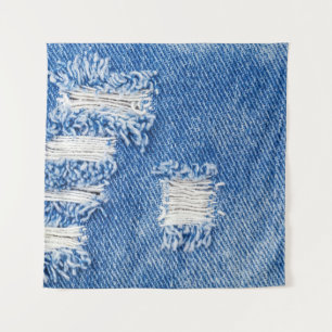 Loch, Jeans aus Denim, rippte Textur Wandteppich