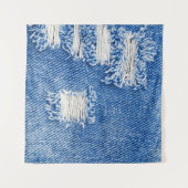 Loch, Jeans aus Denim, rippte Textur Wandteppich (Vorderseite (Horizontal))