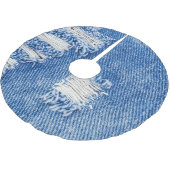 Loch, Jeans, zerrissene Textur Polyester Weihnachtsbaumdecke (Schrägansicht)