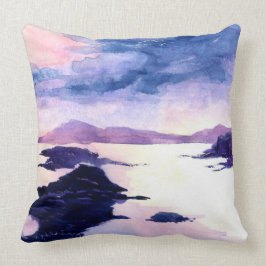 Loch Lomond Lila Watercolor Landschaftskissen Kissen