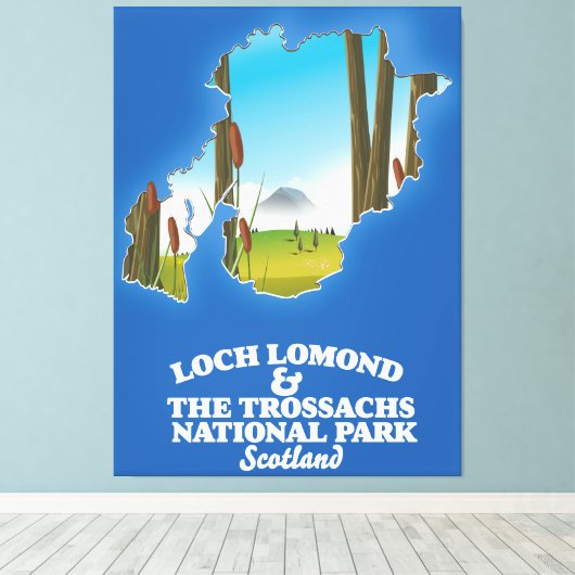 Loch Lomond & the trossachs National Park Map Leinwanddruck (Insitu (Holzboden))