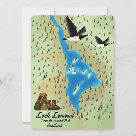 Loch Lomond, Trossachs, Schottland-Karte (Vorderseite)