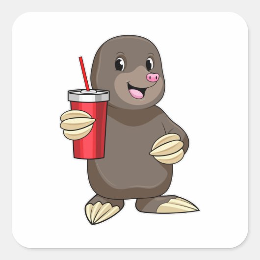 Loch mit Drink-Tasse Quadratischer Aufkleber (Vorderseite)