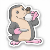 Loch mit Tasse Kaffee & Saucer Aufkleber (Vorderseite)