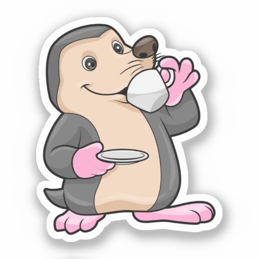 Loch mit Tasse Kaffee & Saucer Aufkleber (Vorderseite)