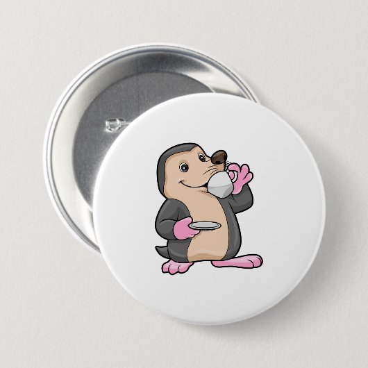 Loch mit Tasse Kaffee & Saucer Button (Vorne & Hinten)