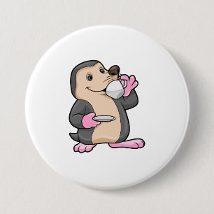 Loch mit Tasse Kaffee & Saucer Button