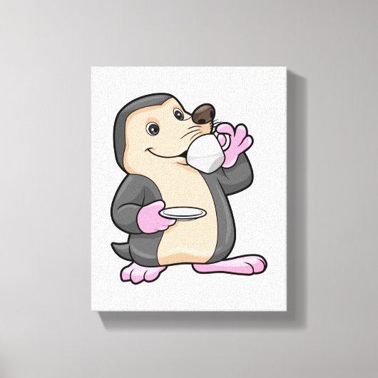 Loch mit Tasse Kaffee & Saucer Leinwanddruck (Vorderseite)