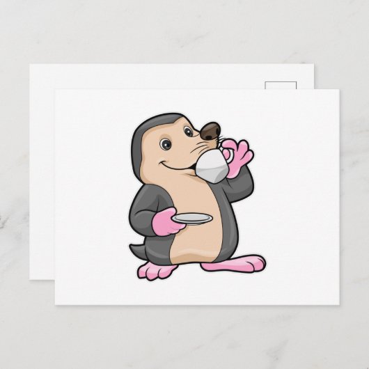 Loch mit Tasse Kaffee & Saucer Postkarte (Vorne/Hinten)