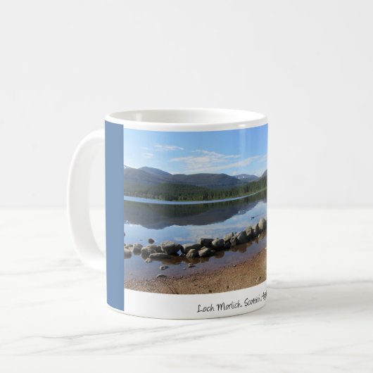 Loch Morlich, Glenmore, Schottische Highlands Kaffeetasse (Vorderseite Links)