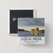 Loch Ness, Highlands, Schottland Reiseplakat Button (Vorne & Hinten)