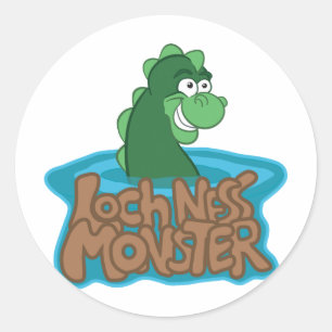 Loch Ness Monster Cartoon Runder Aufkleber