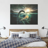 Loch Ness Monster | Dark Academia Scottish Legend Leinwanddruck (Insitu (Schlafzimmer))