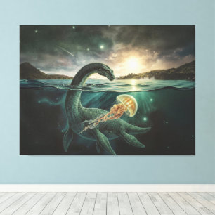 Loch-Ness-Monster Dunkle Akademische Schottische Leinwanddruck