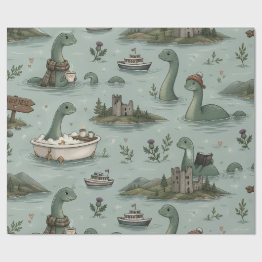 Loch-Ness-Monster Geschenkpapier (Flach)