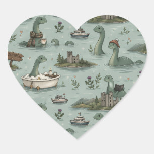 Loch-Ness-Monster Herz-Aufkleber