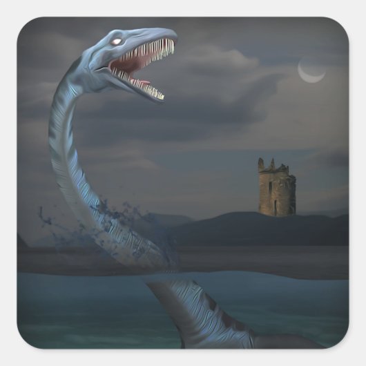 Loch Ness Monster (Krebs) Quadratischer Aufkleber (Vorderseite)