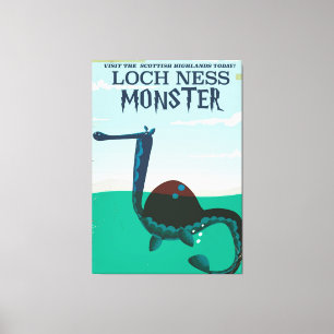 Loch Ness Monster lustiger Reiseplakat Leinwanddruck