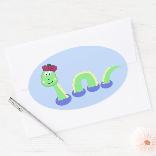 Loch Ness Monster Ovaler Aufkleber (Umschlag)