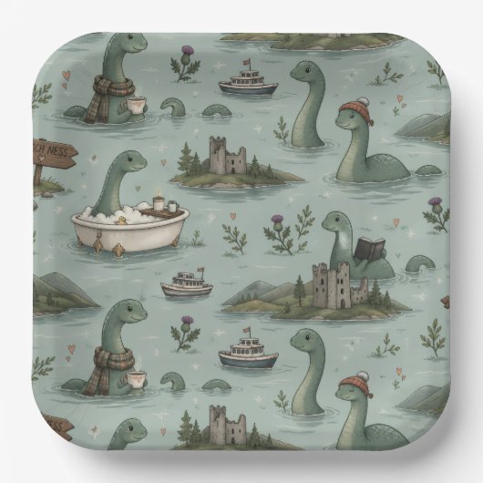 Loch-Ness-Monster Pappteller (Vorderseite)