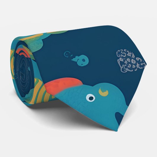 Loch Ness Monster Rainbow Farbiges Muster Krawatte (Gerollt)