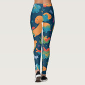 Loch Ness Monster Rainbow Farbiges Muster Leggings (Rückseite)