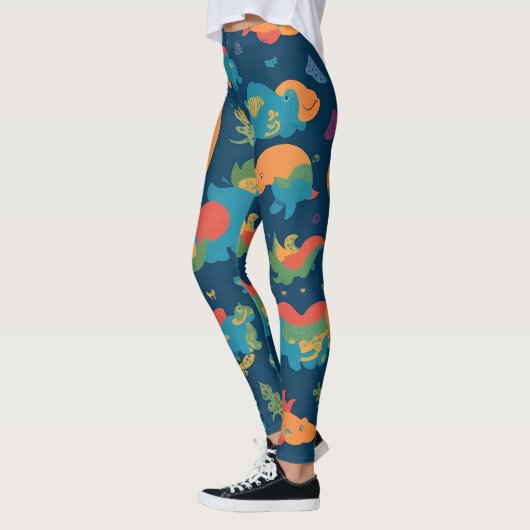 Loch Ness Monster Rainbow Farbiges Muster Leggings (Links)