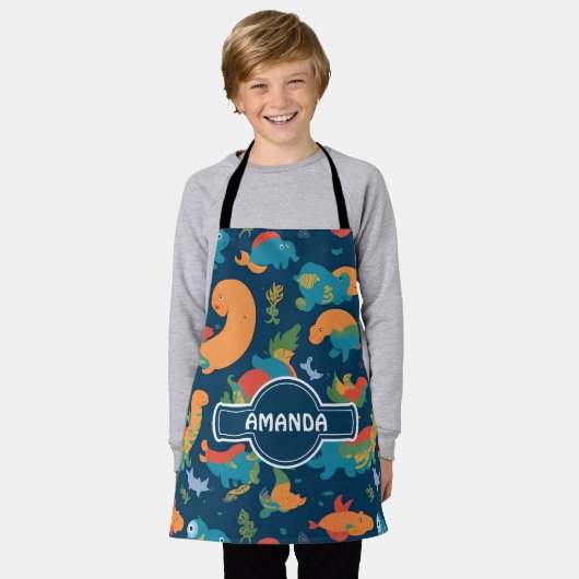 Loch Ness Monster Rainbow Farbiges Muster Schürze (Getragen)