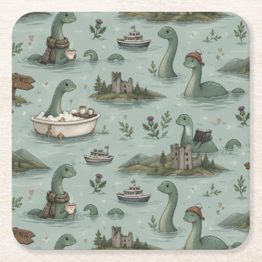 Loch-Ness-Monster Rechteckiger Pappuntersetzer (Vorderseite)