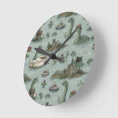 Loch-Ness-Monster Runde Wanduhr (Winkel)