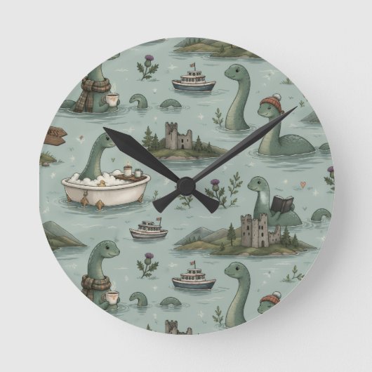 Loch-Ness-Monster Runde Wanduhr (Vorderseite)