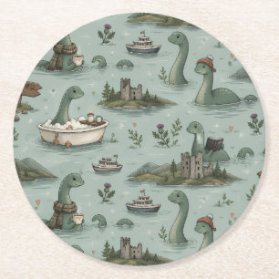 Loch-Ness-Monster Runder Pappuntersetzer