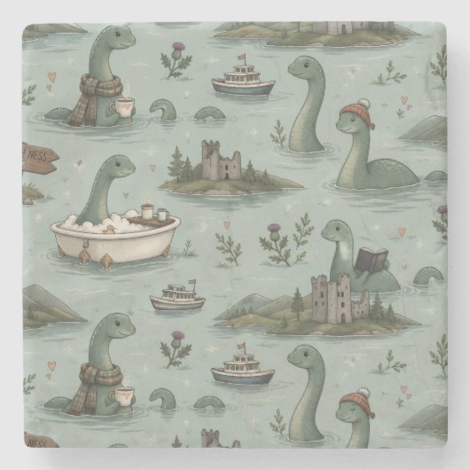 Loch-Ness-Monster Steinuntersetzer (Vorderseite)