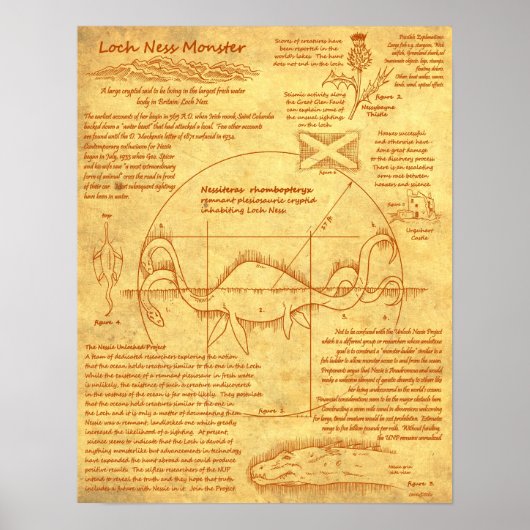 Loch Ness Monster - Vitruvian Style Poster (Vorne)