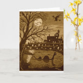 Loch Ness Monster zu Halloween Karte (Gelbe Blume)