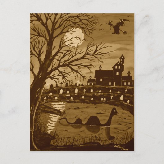 Loch Ness Monster zu Halloween Postkarte (Vorderseite)