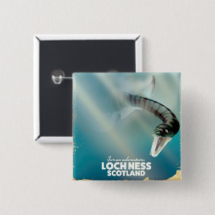 Loch Ness Schottland Monster Vintage Reiseplakat Button