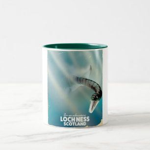 Loch Ness Schottland Monster Vintage-Reiseposter Zweifarbige Tasse
