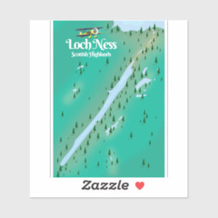 Loch Ness Scottish Highlands Reisekarte Aufkleber