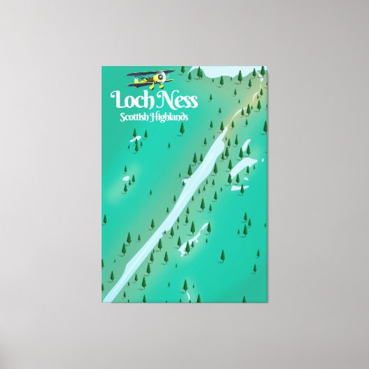 Loch Ness Scottish Highlands Reisekarte Leinwanddruck (Vorderseite)