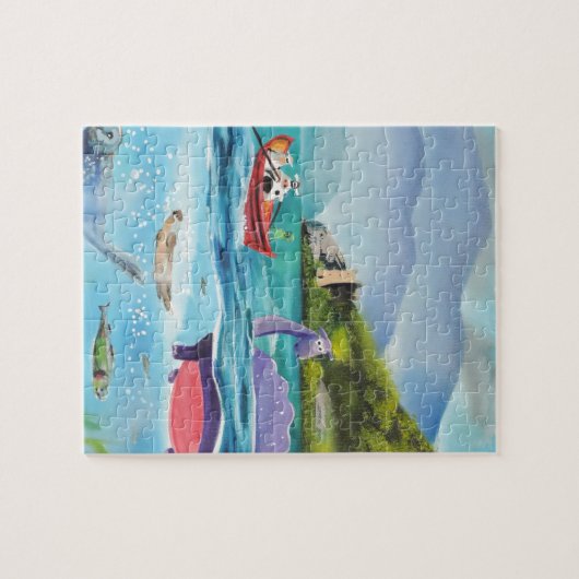 Loch- Nessmonster malender UNTERWASSERG BRUCE Puzzle (Horizontal)