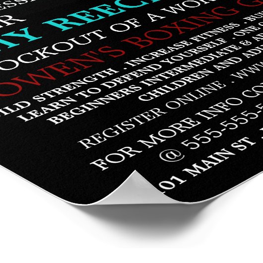 Lochbeutel, Boxklassenanzeige Poster (Ecke)