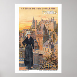 Loches Touraine Frankreich Vintage Reiseplakat Poster
