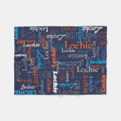 Lochie personalisierter Name Blau-Orangendecke Fleecedecke (Vorderseite (Horizontal))