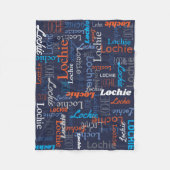 Lochie personalisierter Name Blau-Orangendecke Fleecedecke (Vorderseite)