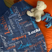 Lochie personalisierter Name Blau-Orangendecke Fleecedecke