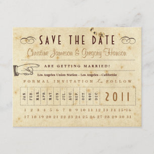 Lochkarte Terminankündigung - Vintage Farben Save The Date