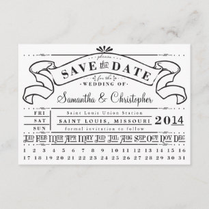 Lochkarte Vintage-Ticket-Banner Termin vormerken Save The Date