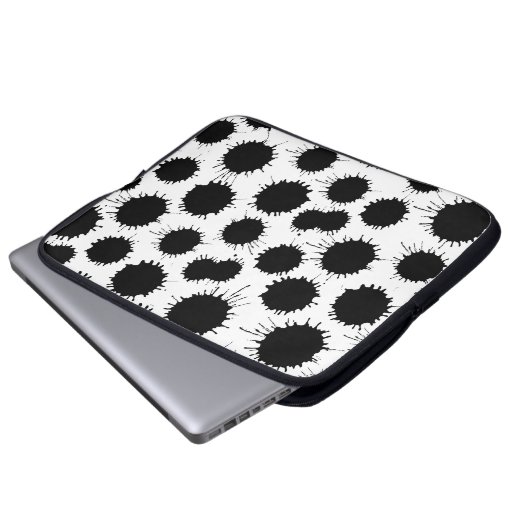 Lochmuster - Schwarz auf Weiß Laptopschutzhülle (Vorne Knopf)
