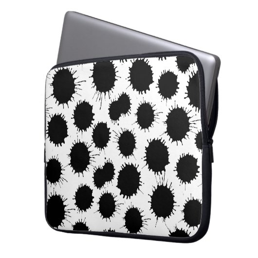 Lochmuster - Schwarz auf Weiß Laptopschutzhülle (Vorderseite Links)